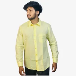 Men's Light Yellow Casual Cotton Shirt | Full Sleeve Regular Fit Button-Down Shirt